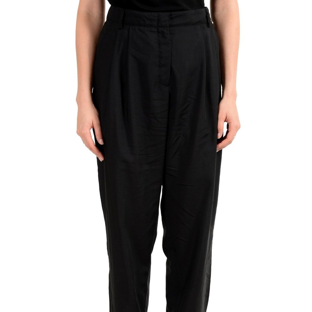 Versus By Versace Black 100% Wool Pleated Pants